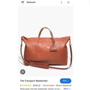 Madewell Genuine Leather Transport Weekender Luggage Bag